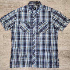 Kuhl Short Sleeve Checked Blue Plaid Shirt Outdoor Hiking Camp Pockets Men's M